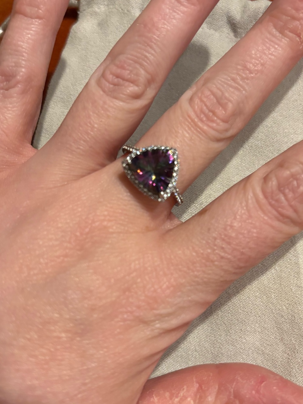 ‘Northern Lights’ Halo Sterling Silver Ring - Picture 3 of 8